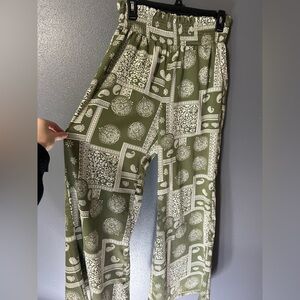 Olive Patterned Women's Pants